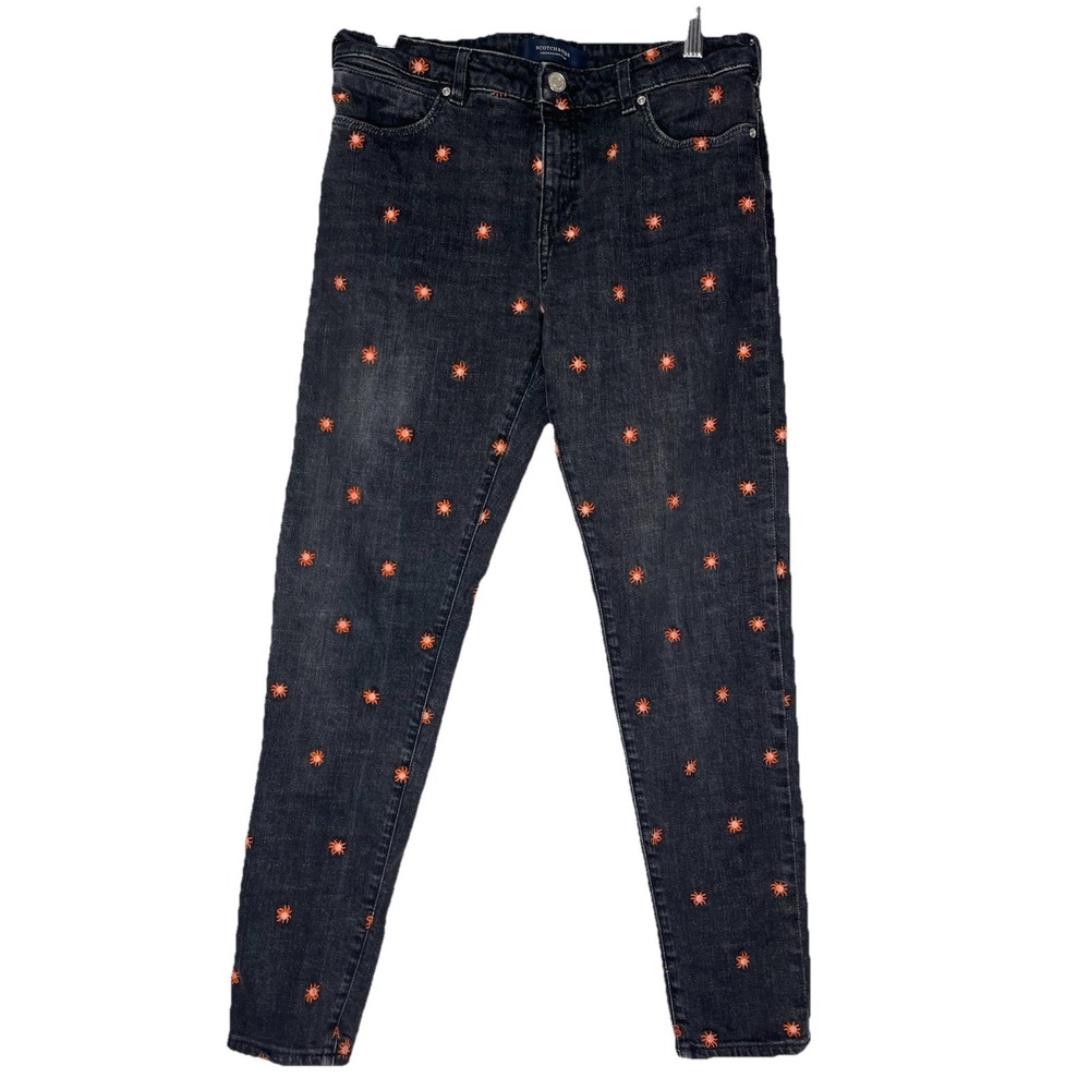 Scotch & Soda Petit Ami Slim Boyfriend Jeans Women 26 X 32 Embroidered Flowers